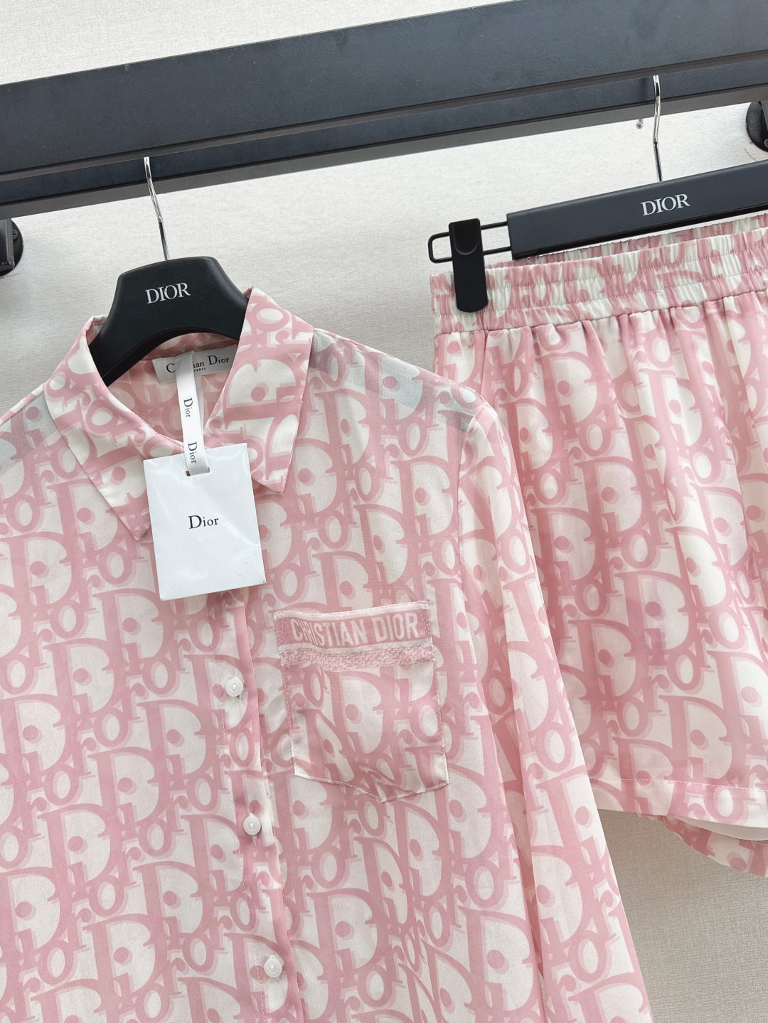 D*r 25ss oblique printed shirt and shorts set