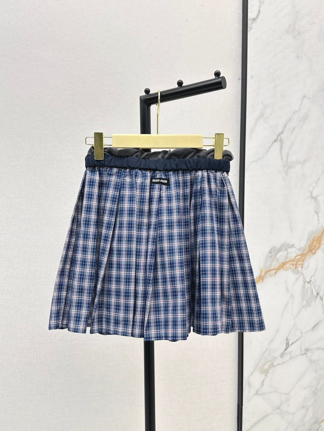 M*u 25ss check pleated miniskirt