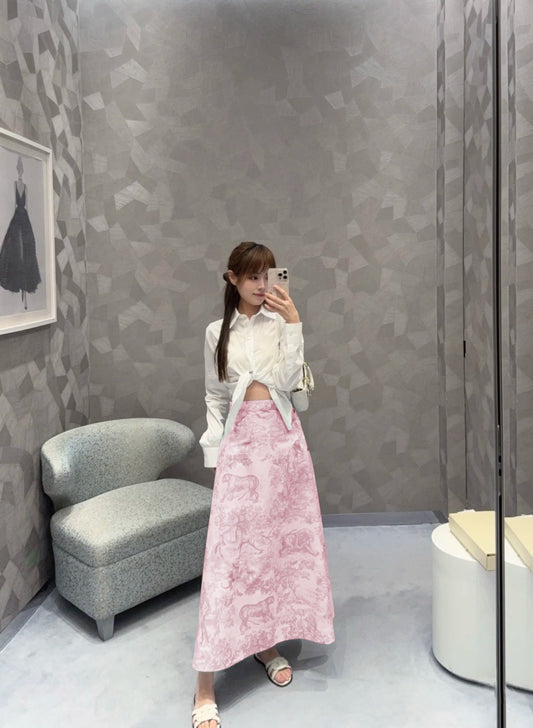 D*r 25ss mid-length flared skirt with buttons side