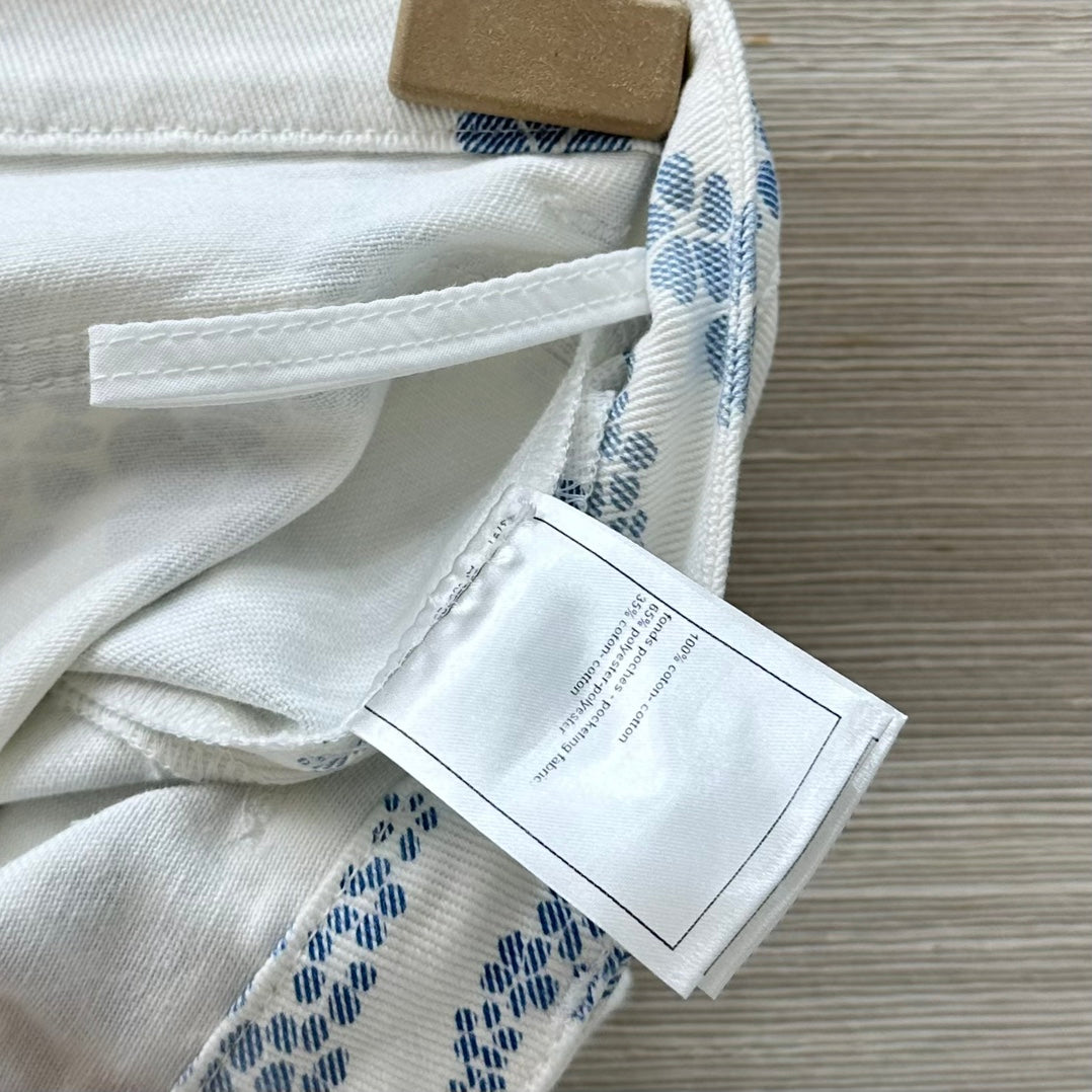 C*nel 25ss pearl chain printed denim shorts