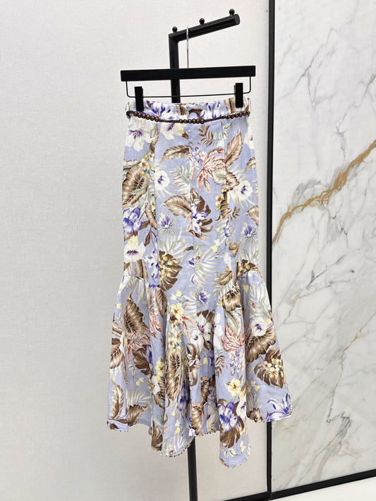 Zim* 25ss floral printed pencil skirt