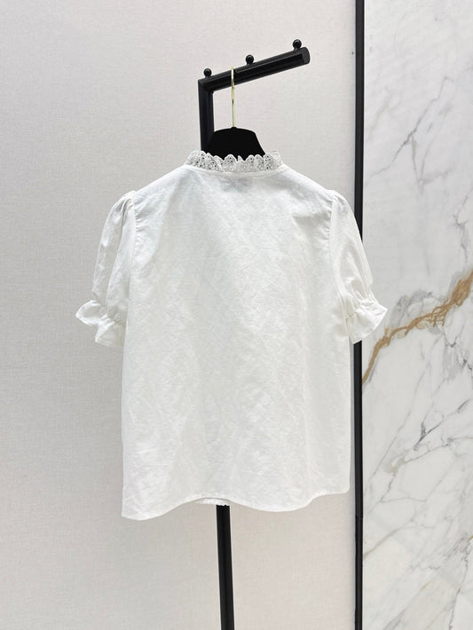 C*nel 25ss embroidered ruff-sleeve shirt