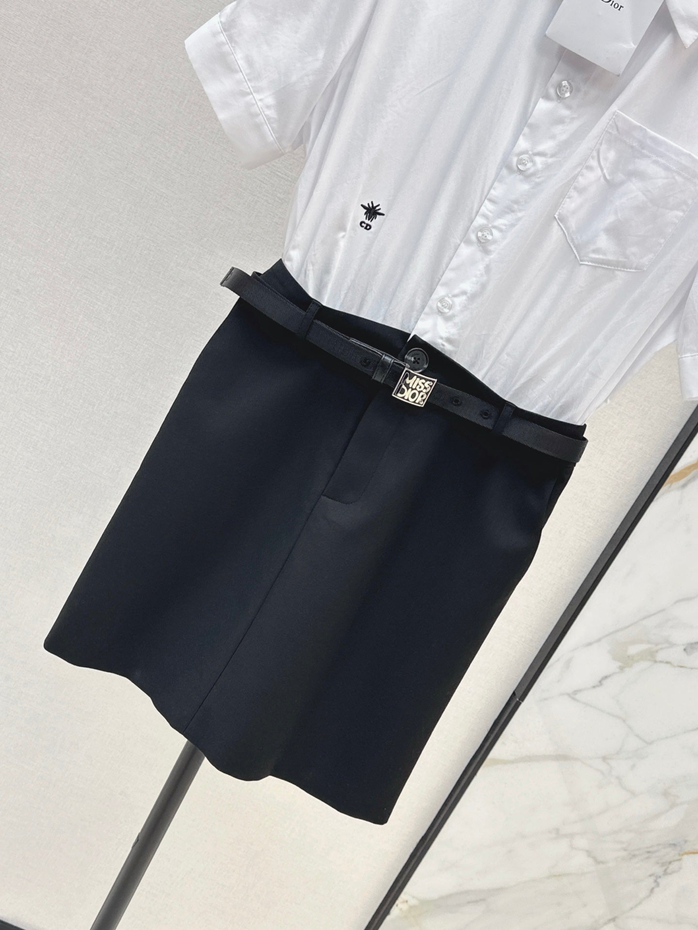 D*r 25ss spliced belted shirtdress