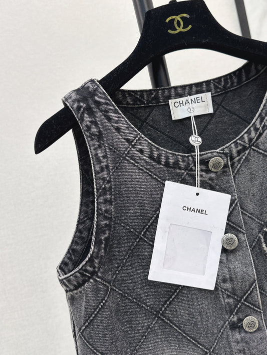 C*nel 25ss embroidered diamond denim dress