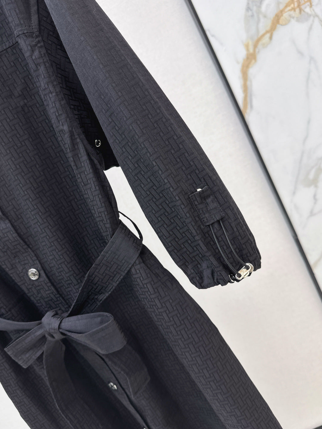 Herm* 25ss motif jacquard cotton shirt dress