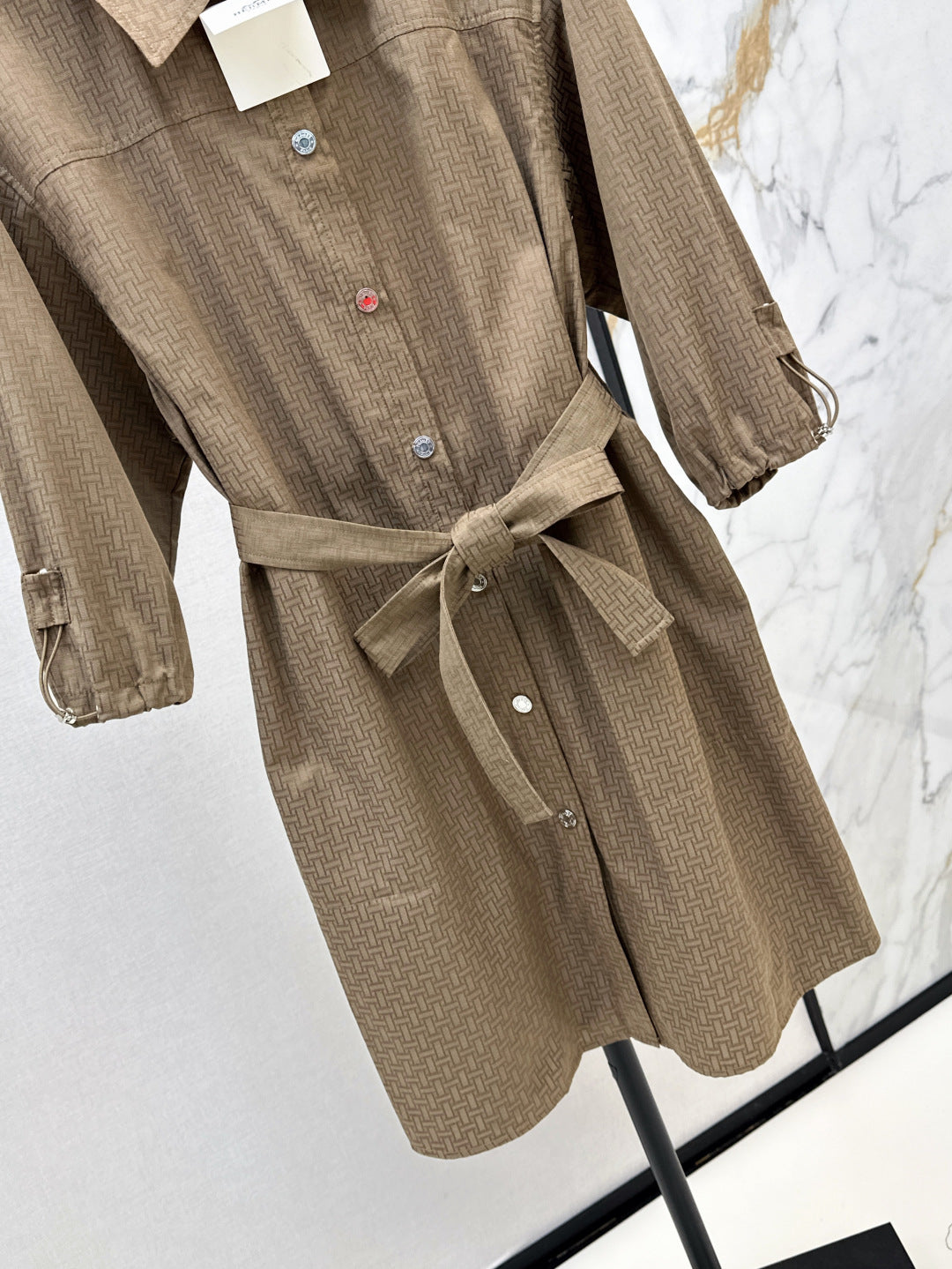 Herm* 25ss motif jacquard cotton shirt dress