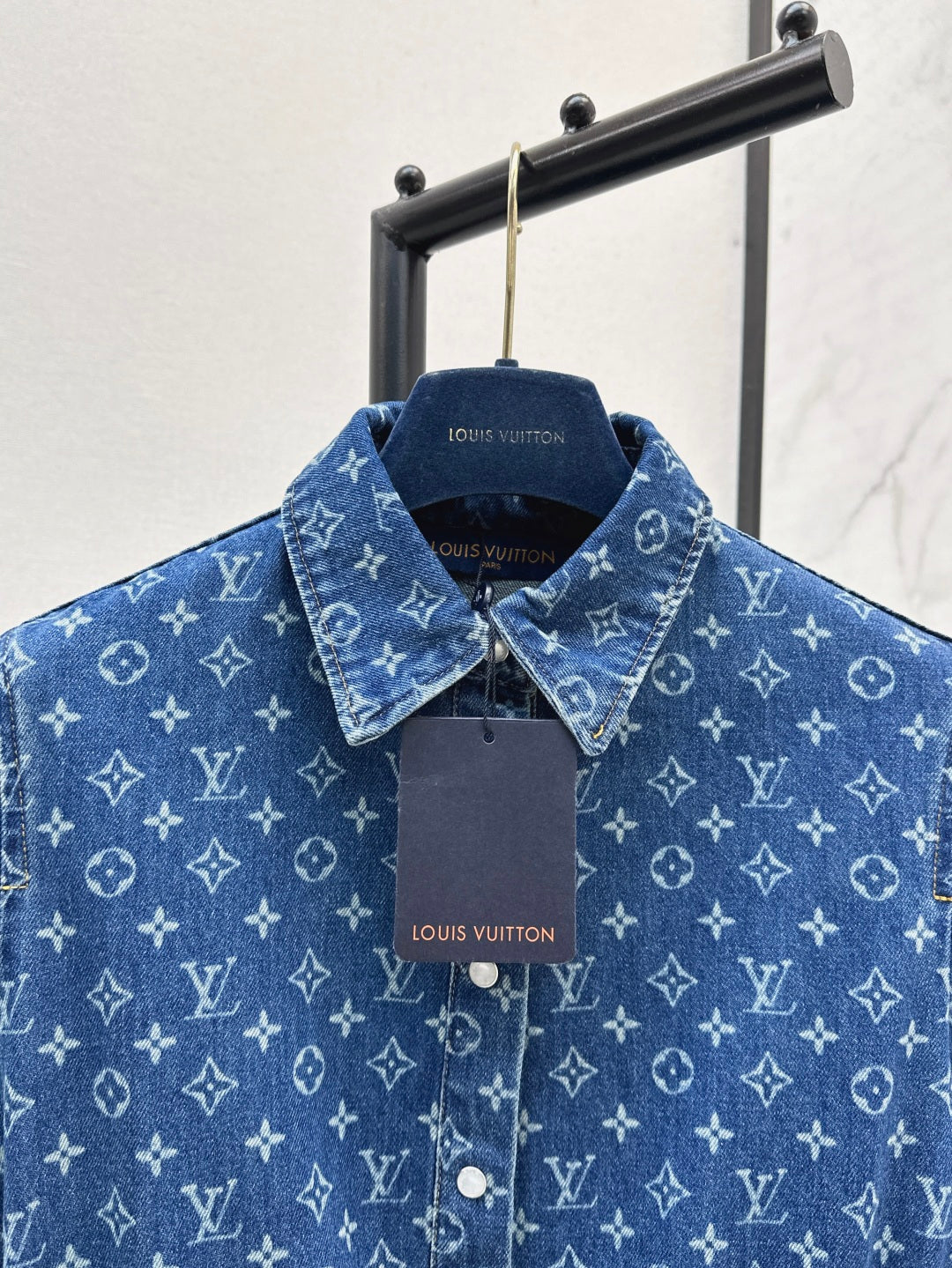 Loui* 25ss monogram denim short-sleeve dress