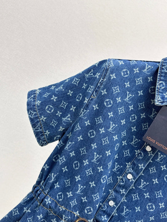 Loui* 25ss monogram denim short-sleeve dress