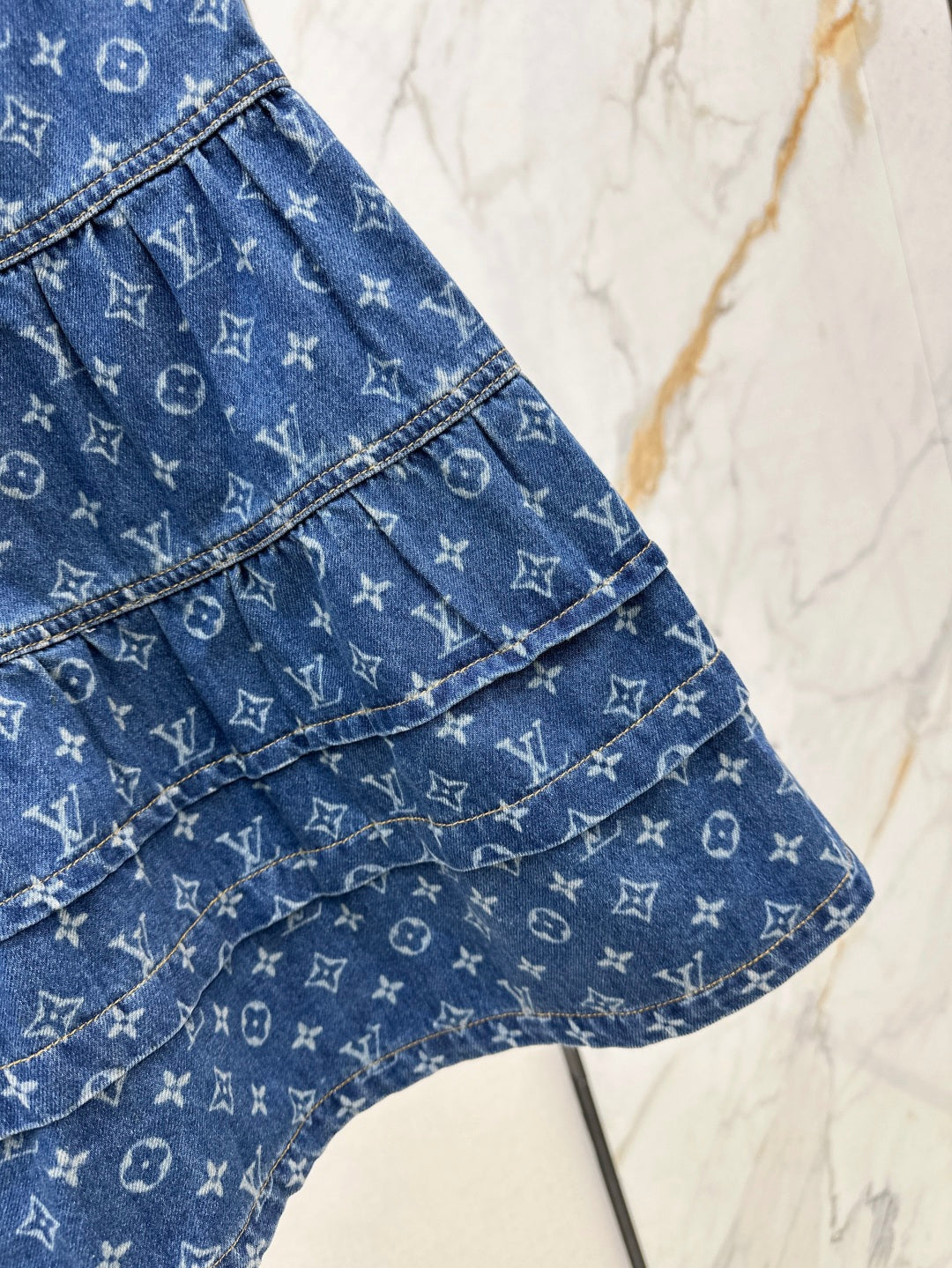 Loui* 25ss monogram tiered denim skirt
