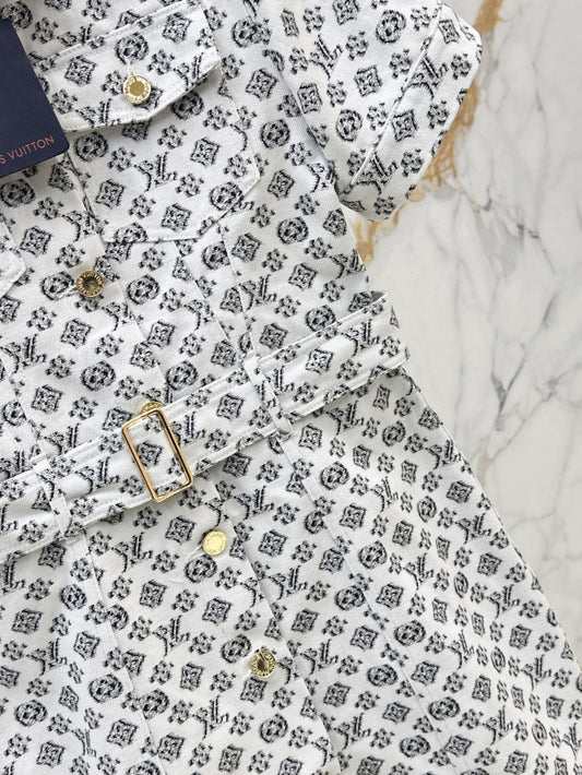 Loui* 25ss monogram jacquard denim shirtdress