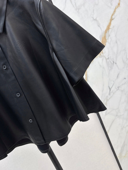 Loe* 25ss short sleeve trapeze shirt in nappa lambskin