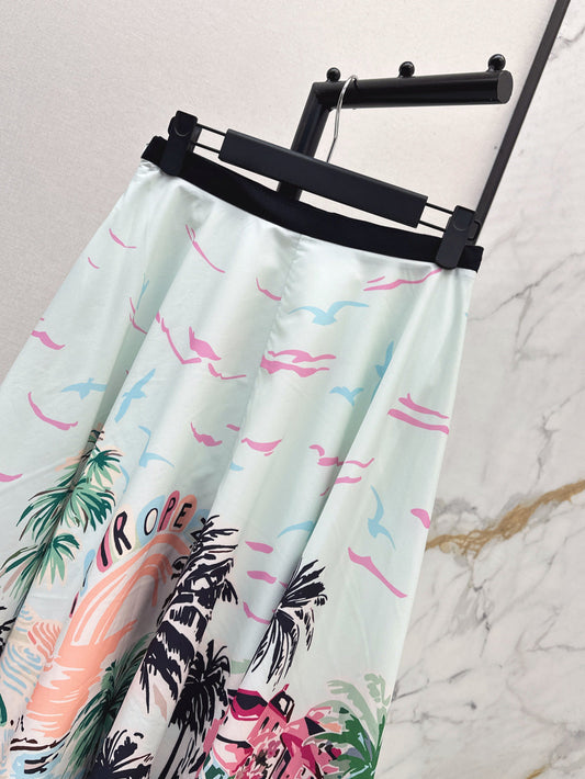 D*r 25ss print souvenir flared skirt