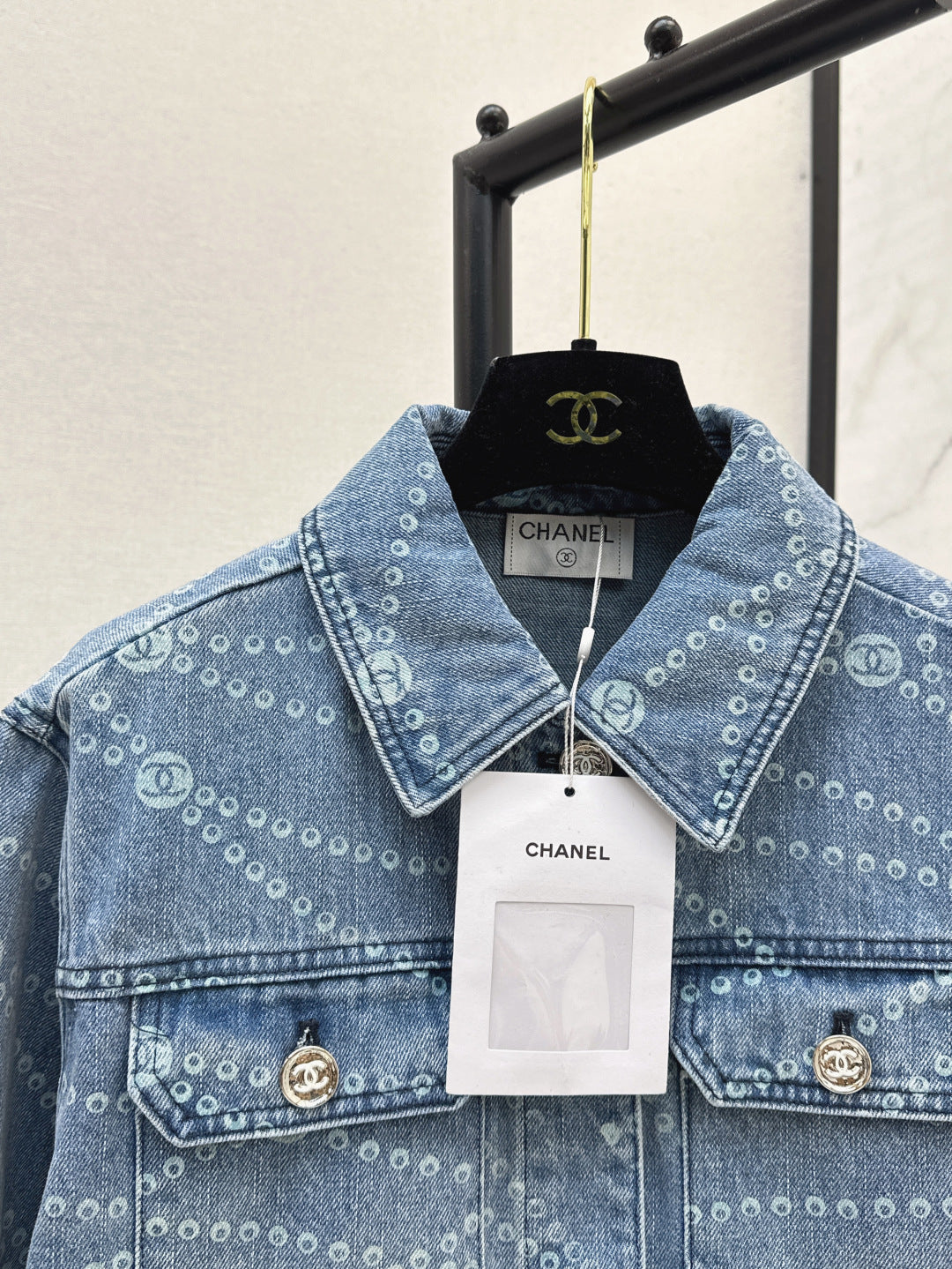 C*nel 25ss print denim jacket