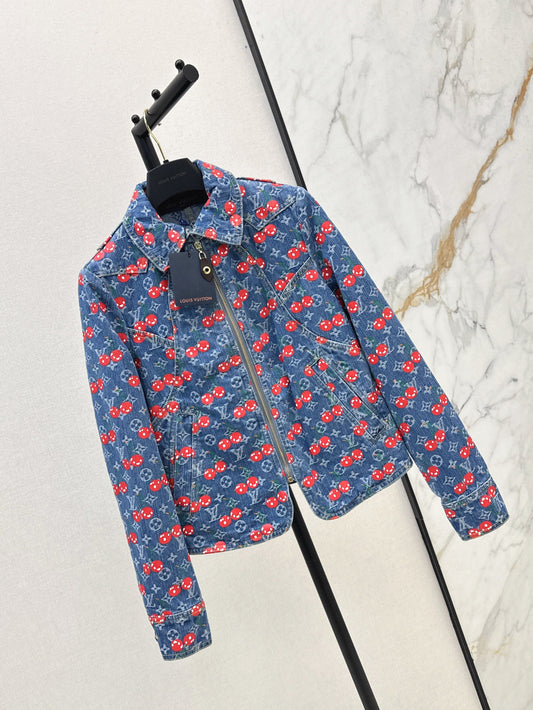Loui* 25ss monogram cherry denim jacket
