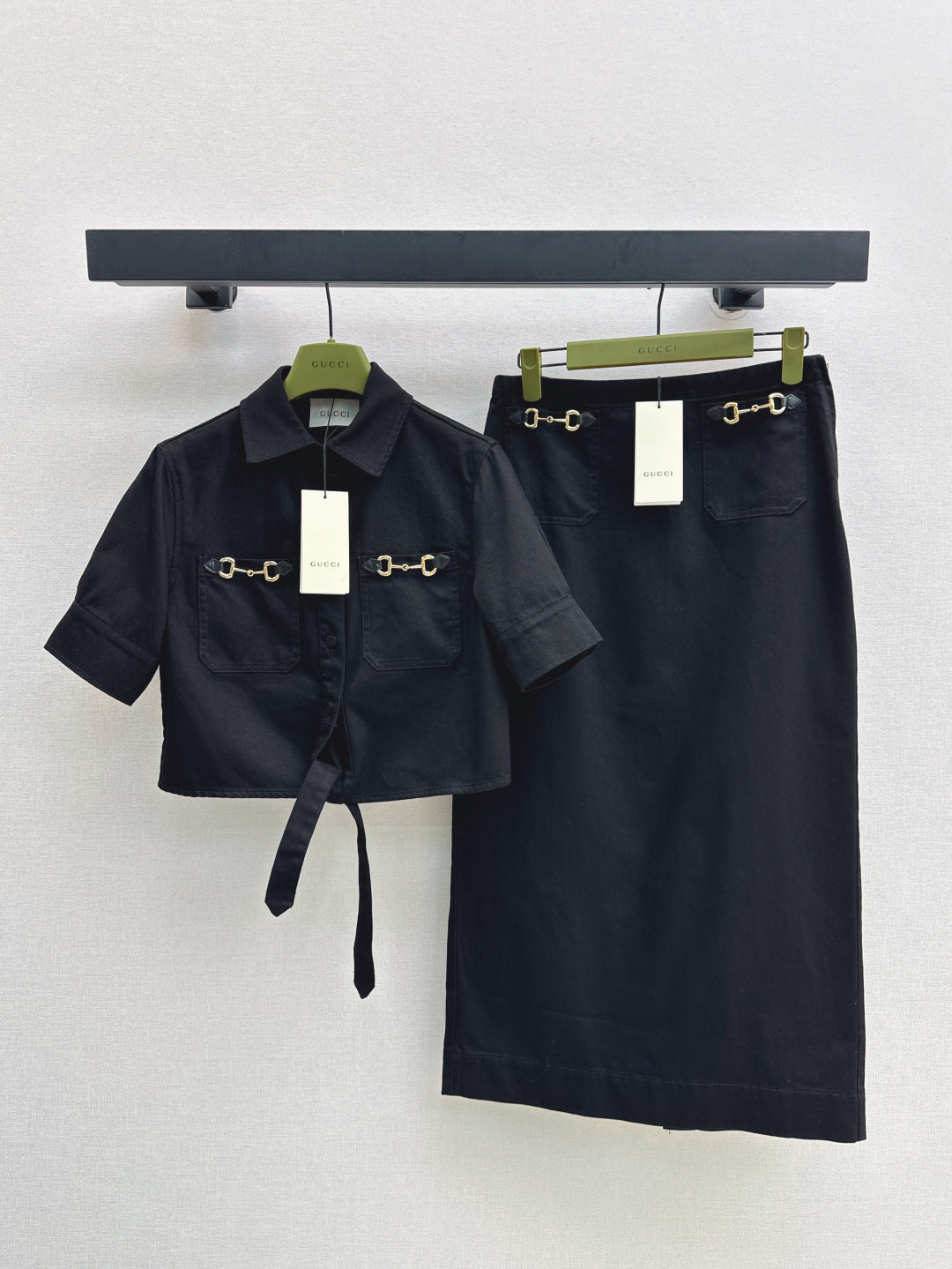 Gu* denim tied shirt with hosrebit