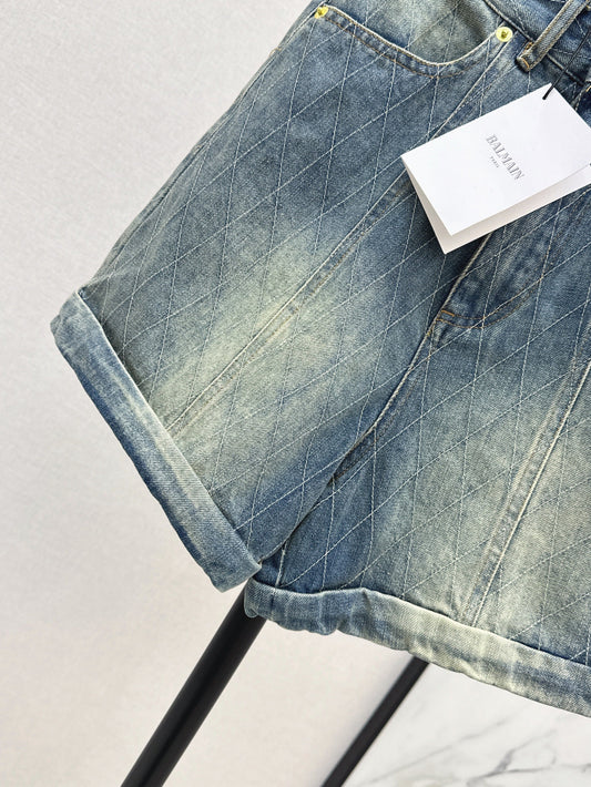 Balm* 25ss diamond denim shorts