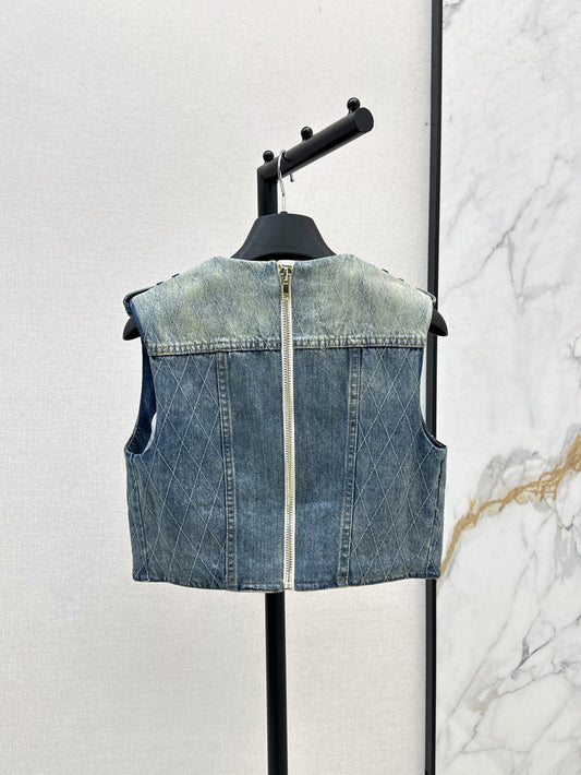 Balm* 25ss diamond denim vest