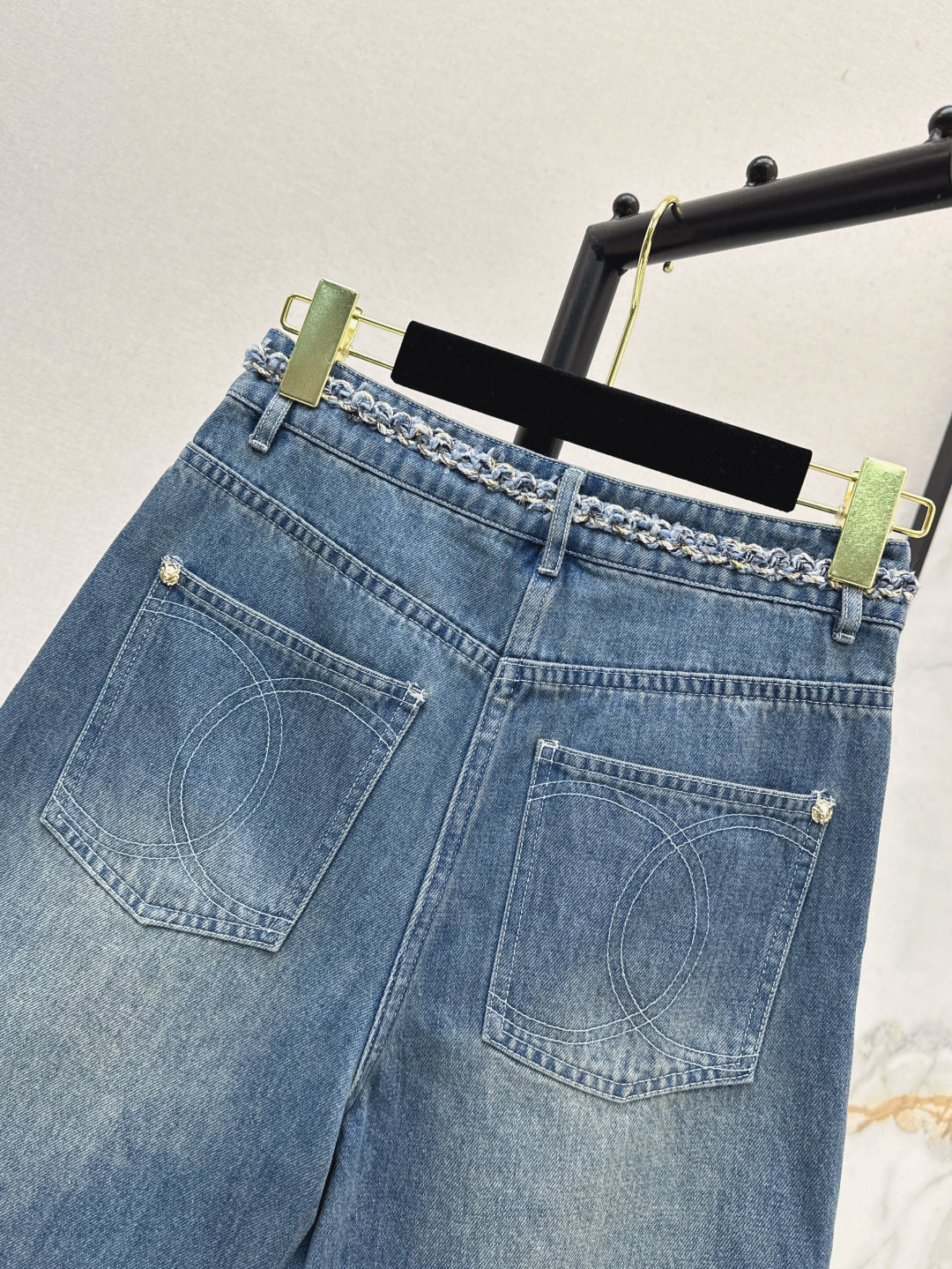 C*nel 25ss denim shorts with braided waistline