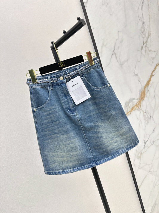 C*nel 25ss washed denim skirt