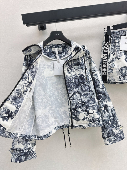 D*r 25ss print hoodie zip-up jacket