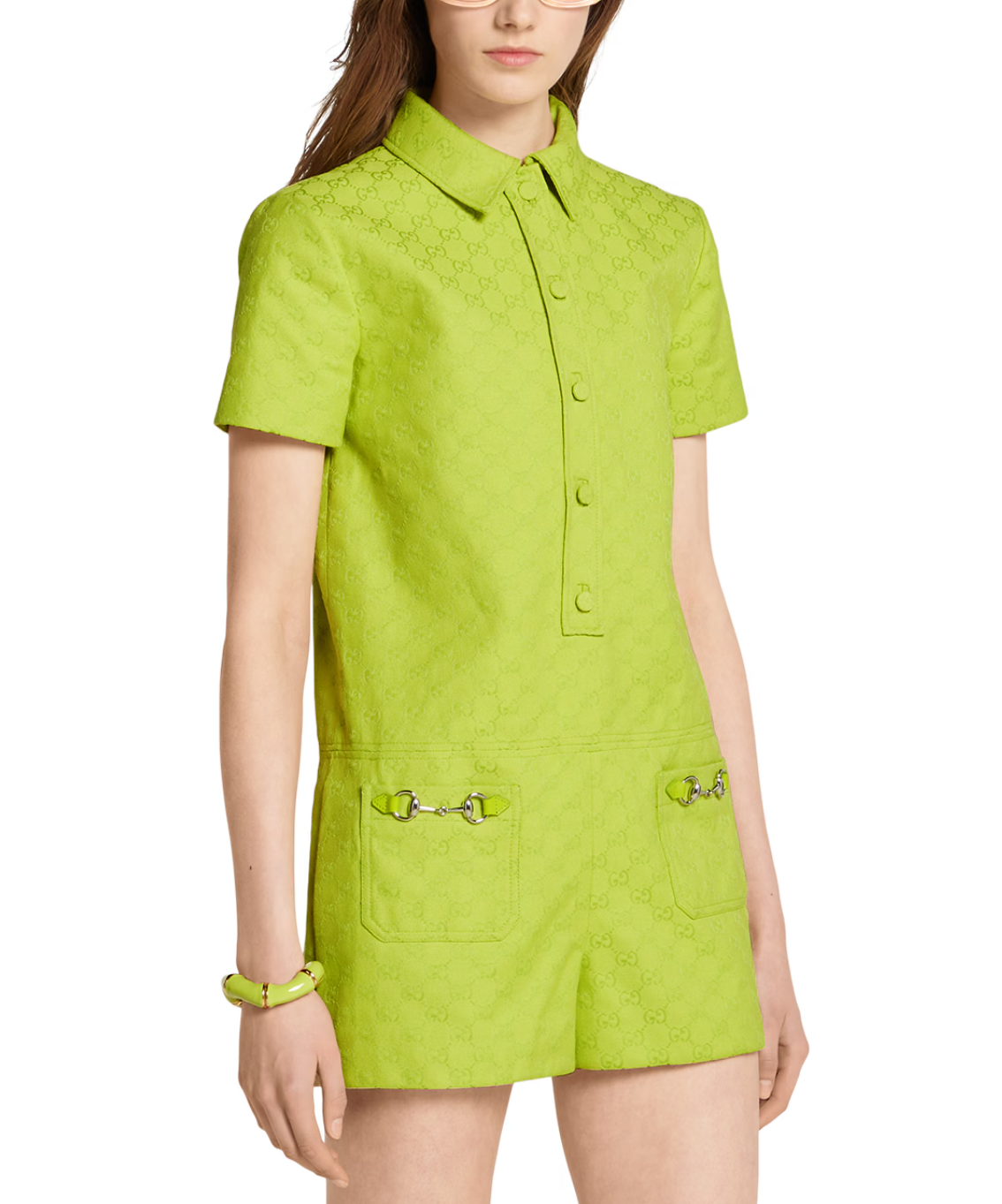 Gu* 25ss GG canvas jumpsuit with horsebit