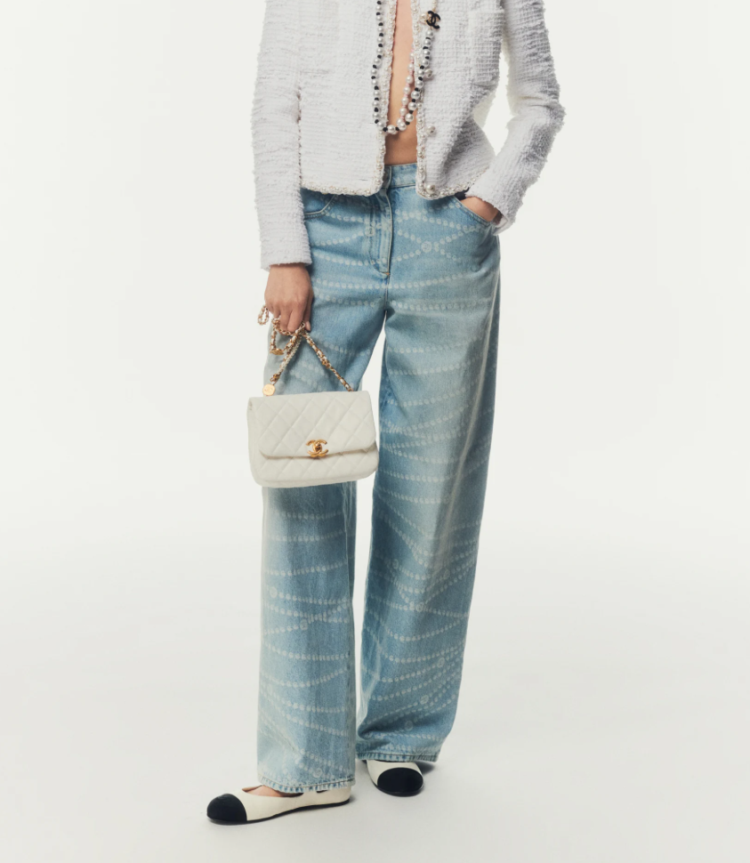C*nel 25ss printed washed denim pants