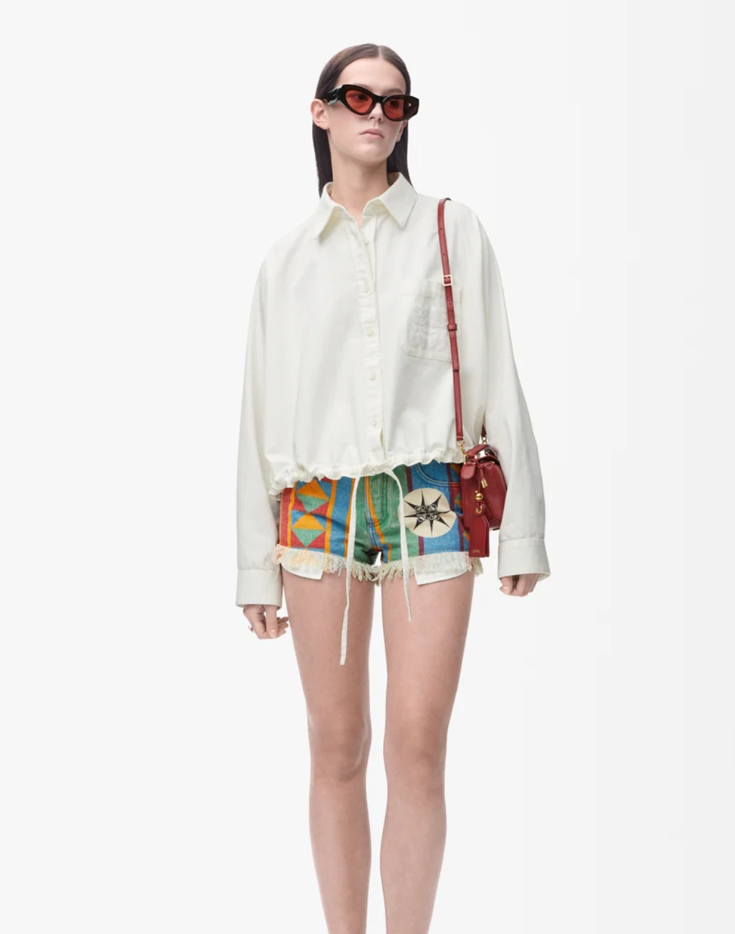 Loe* 25ss split back denim shirt