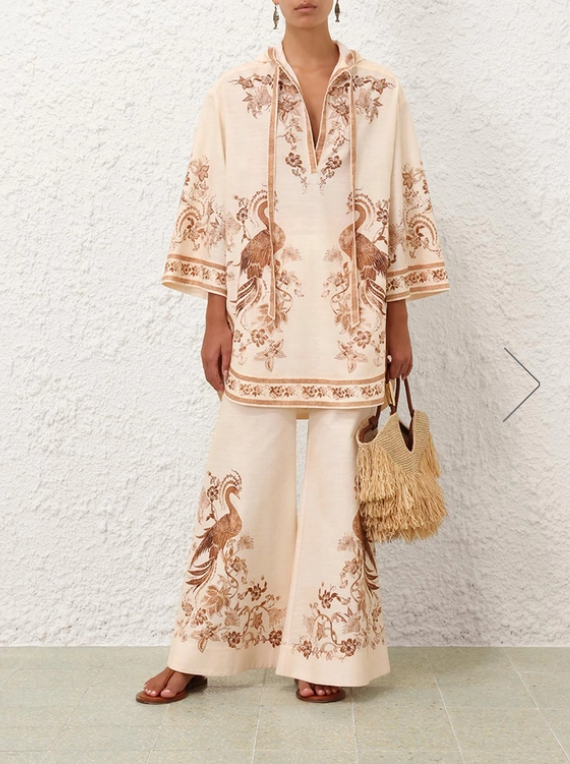 Zim* 25ss linen tunic mini dress and pants set