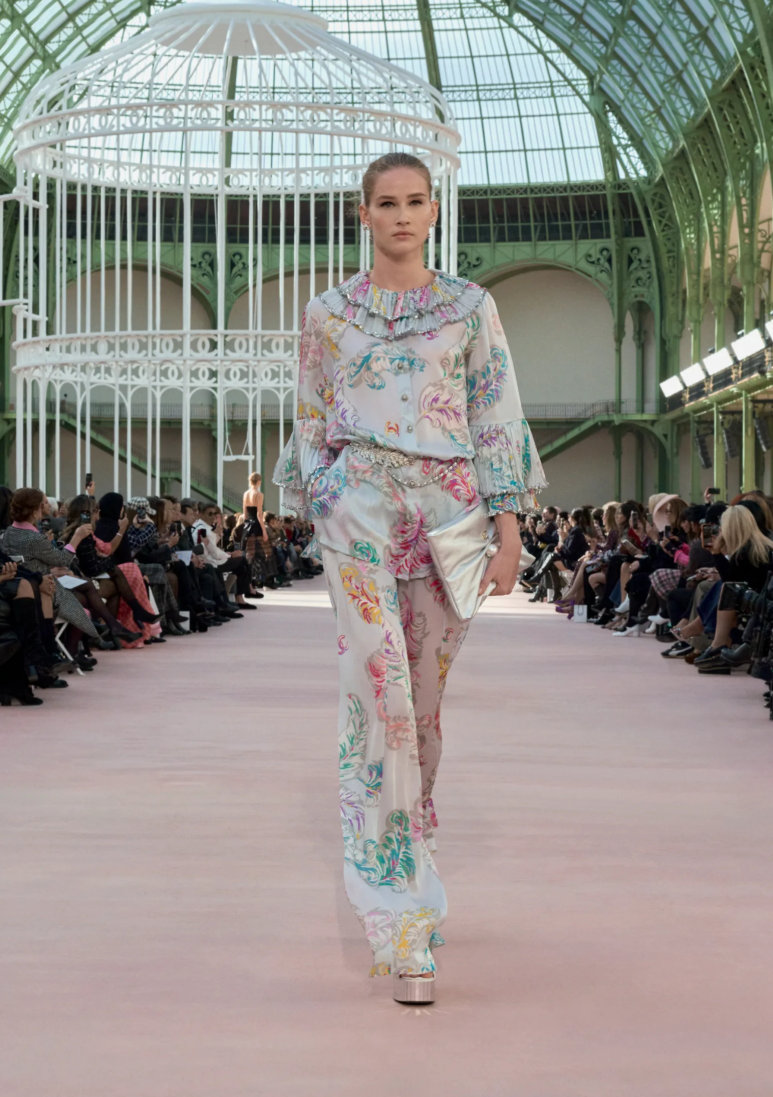 C*nel 25ss embroidered printed silk blouse