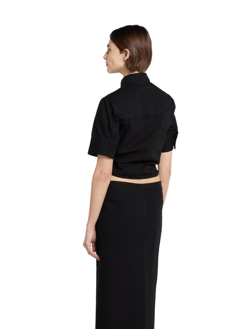 Gu* denim tied shirt with hosrebit