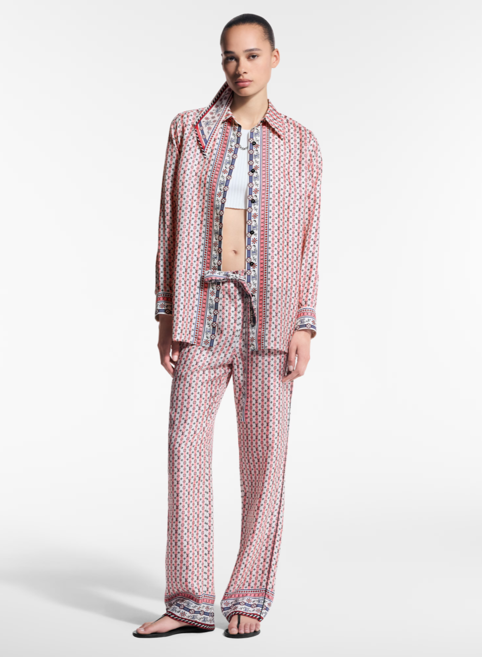 Loui* 25ss scarf print silk shirt