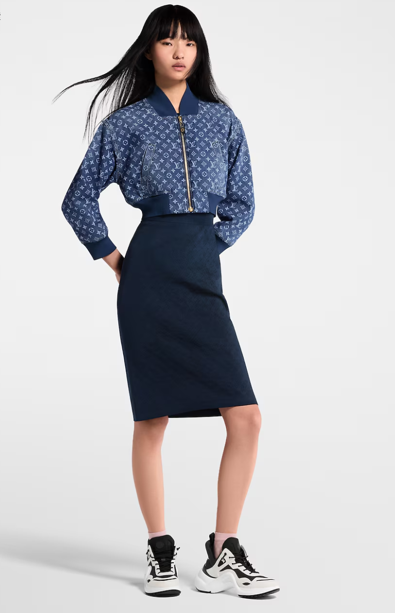 Loui* 25ss monogram cropped denim jacket