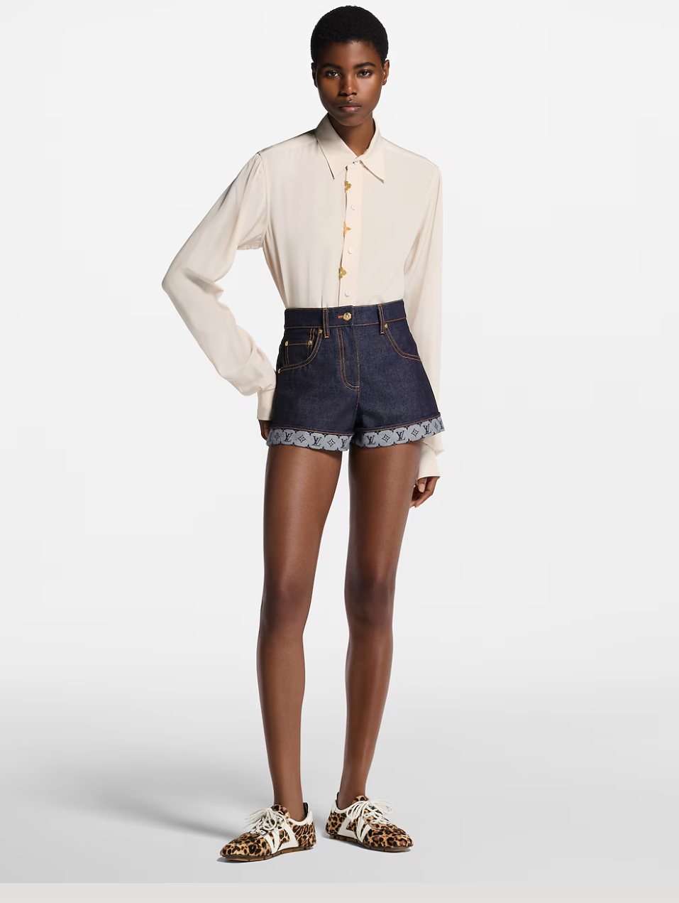 Loui* golden monogram flower accent shirt