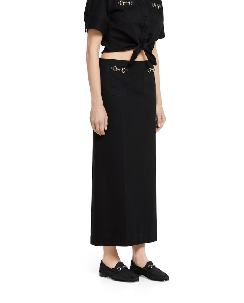 Gu* 25ss denim skirt with horsebit