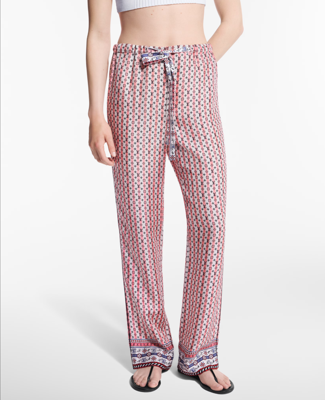 Loui* 25ss scarf print silk pajama pants