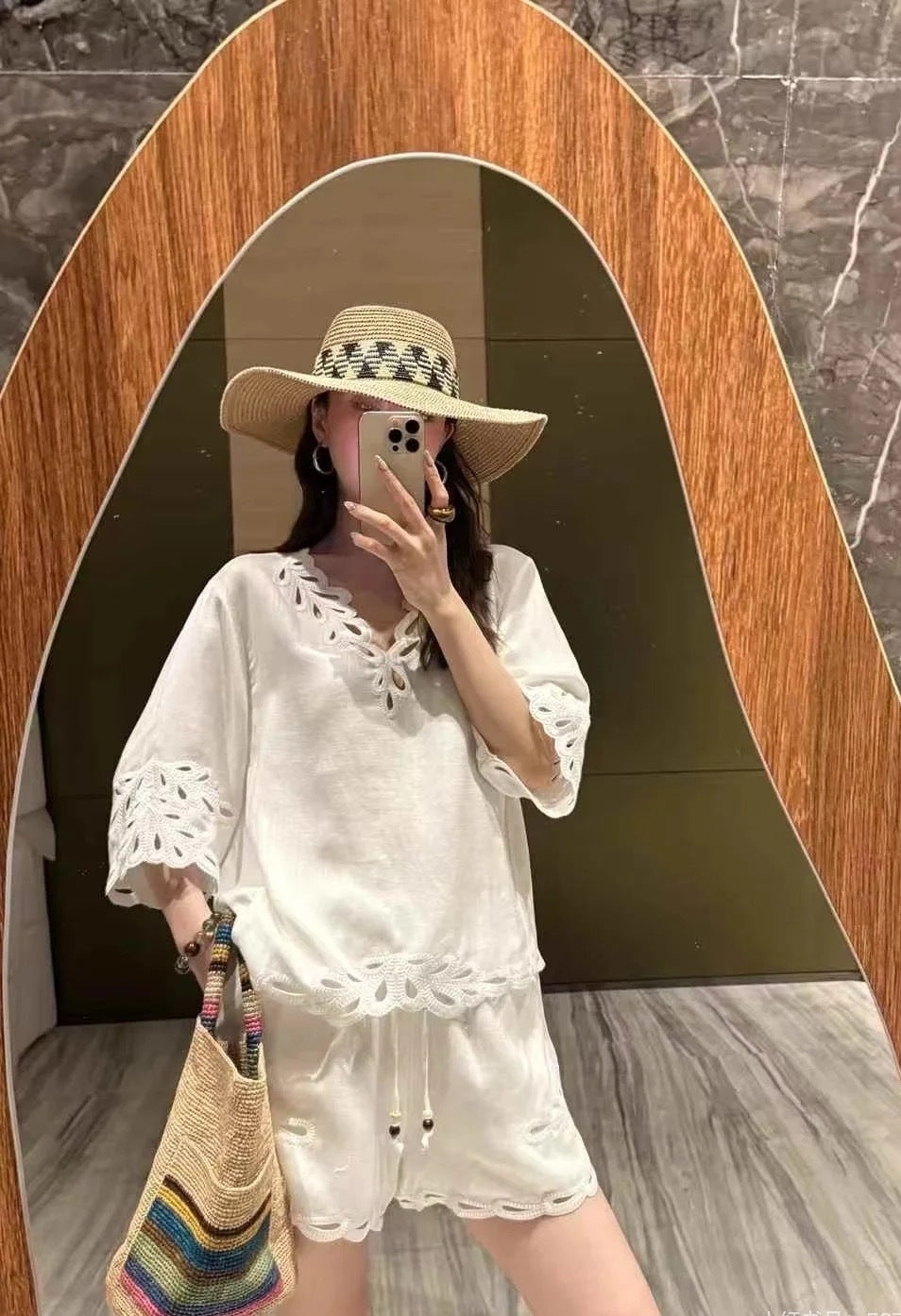 Lor*P 25ss embroidered linen suit