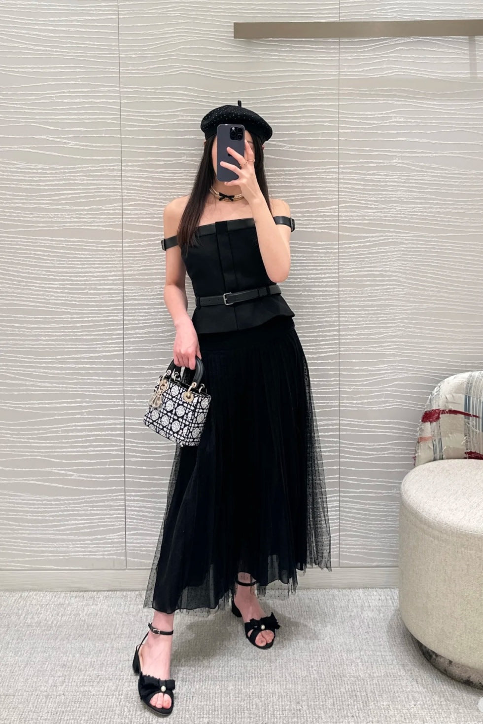D*r 25ss pleated mesh skirt