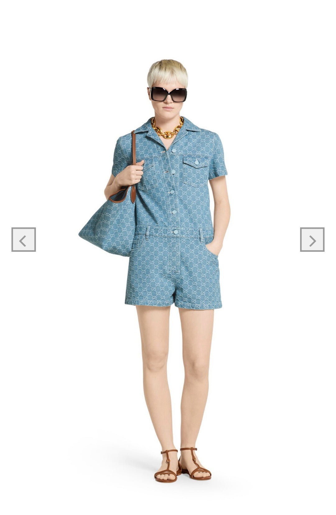 Gu* 25ss GG jacquard denim jumpsuit