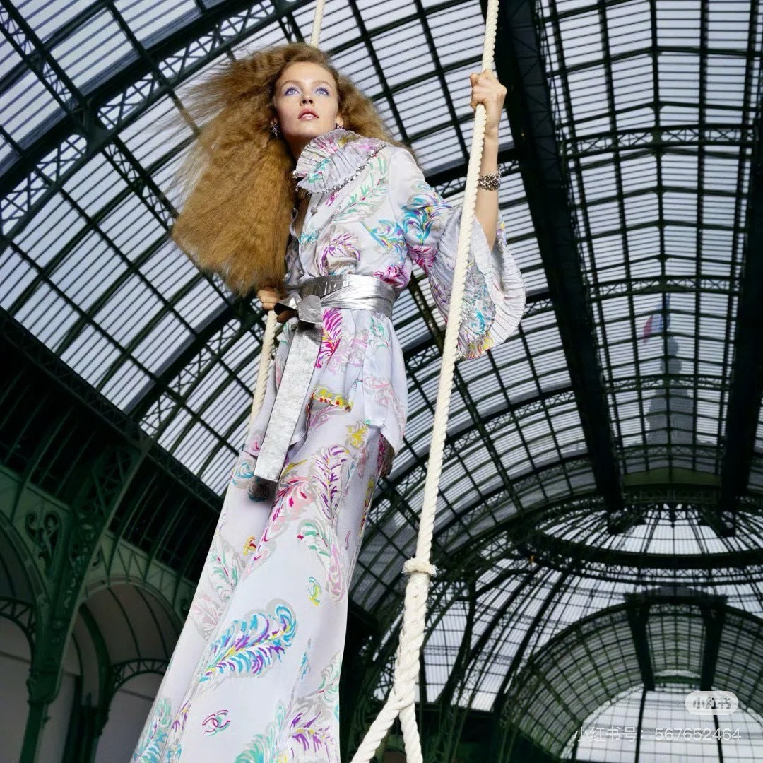 C*nel 25ss embroidered printed silk blouse