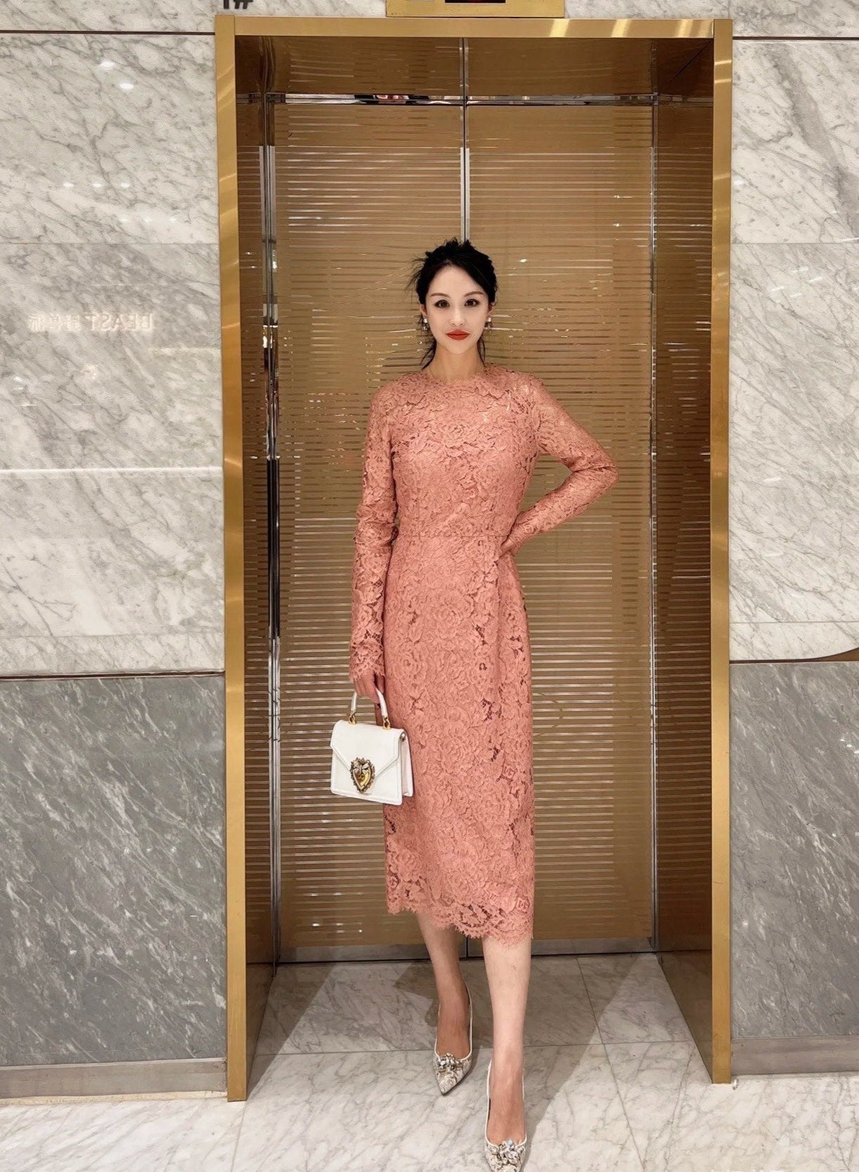 D*Gab 25ss floral lace fit dress