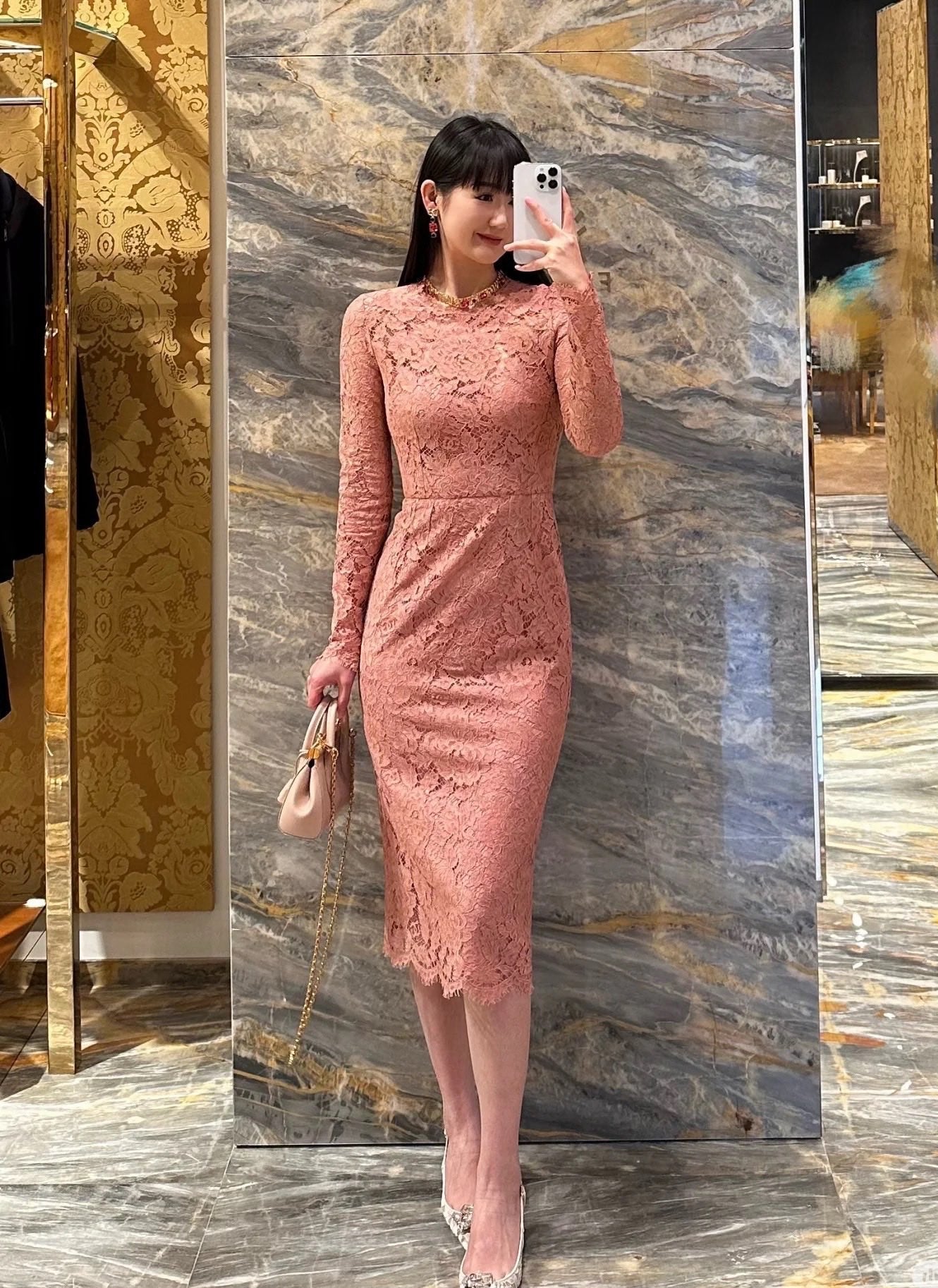 D*Gab 25ss floral lace fit dress