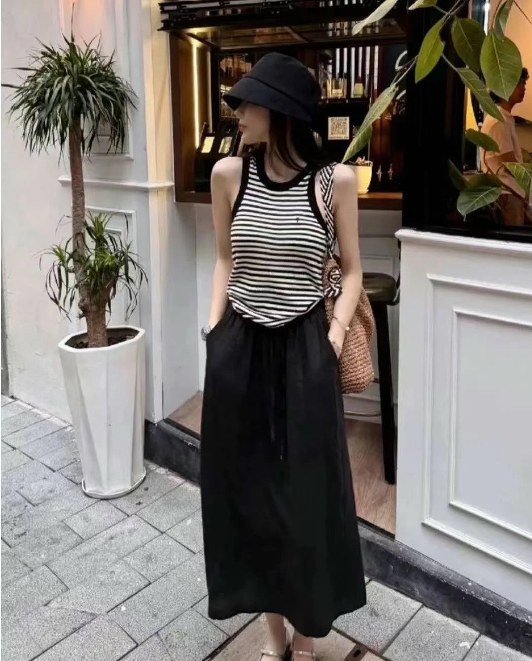 YS* 25ss embroidered striped vest