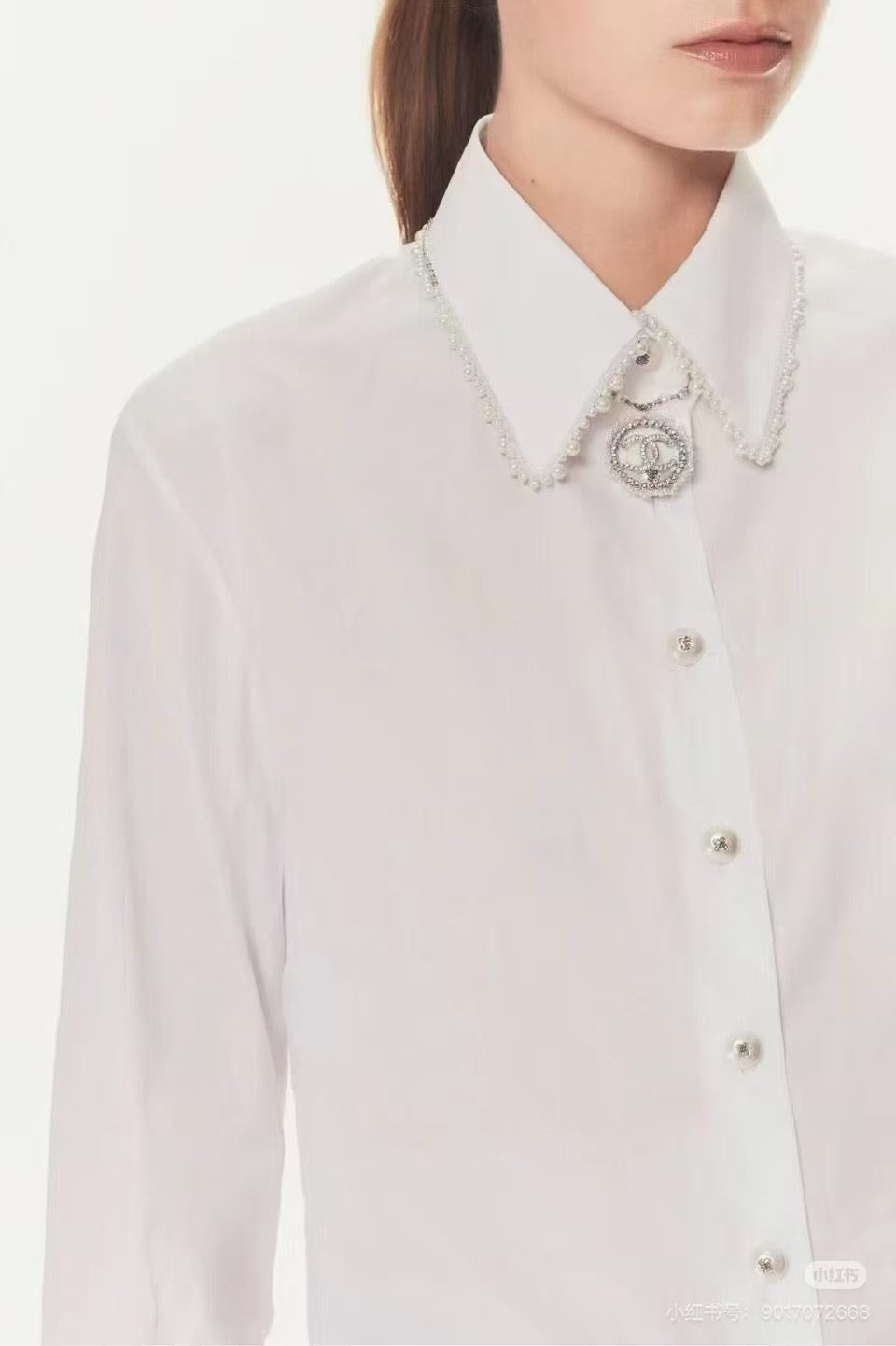 C*nel 25ss pearls cotton poplin shirt