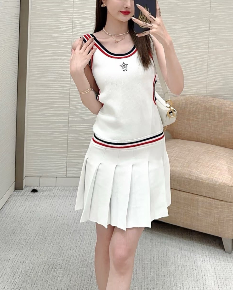 D*r 25ss Colorblock Sleeveless Pleated Dress