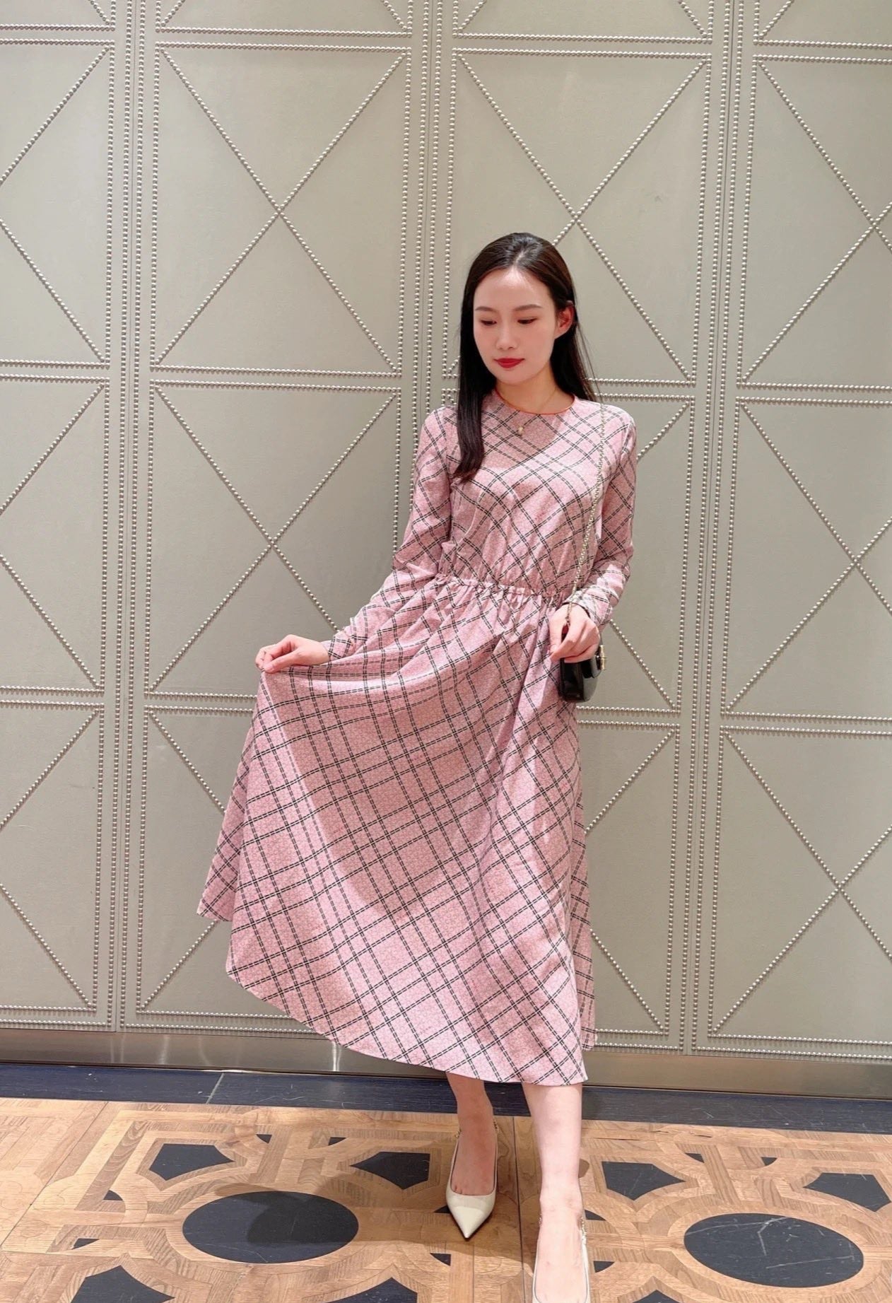 Gu* 25ss print silk dress