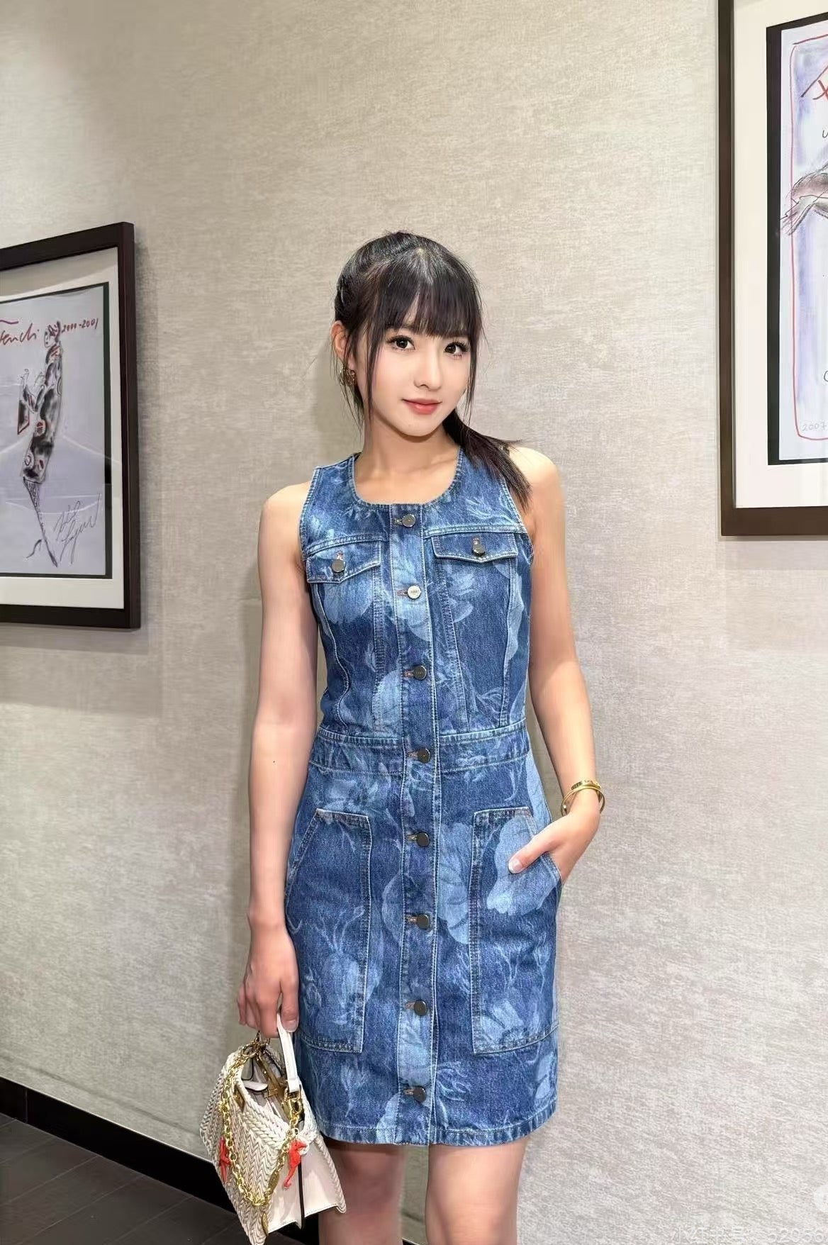 Fd* 25ss sleeveless short denim dress