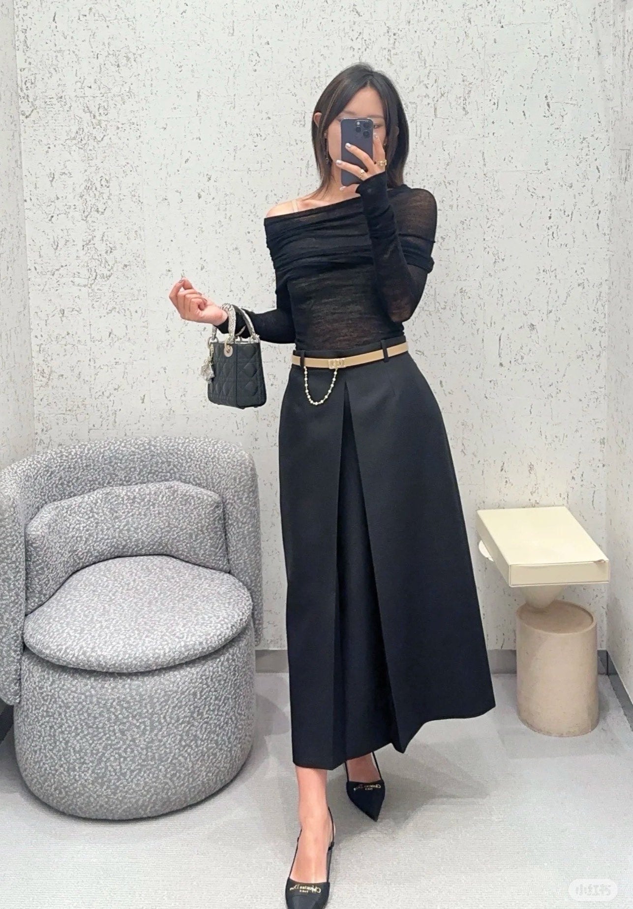 D*r 25ss mid-length belted skirt