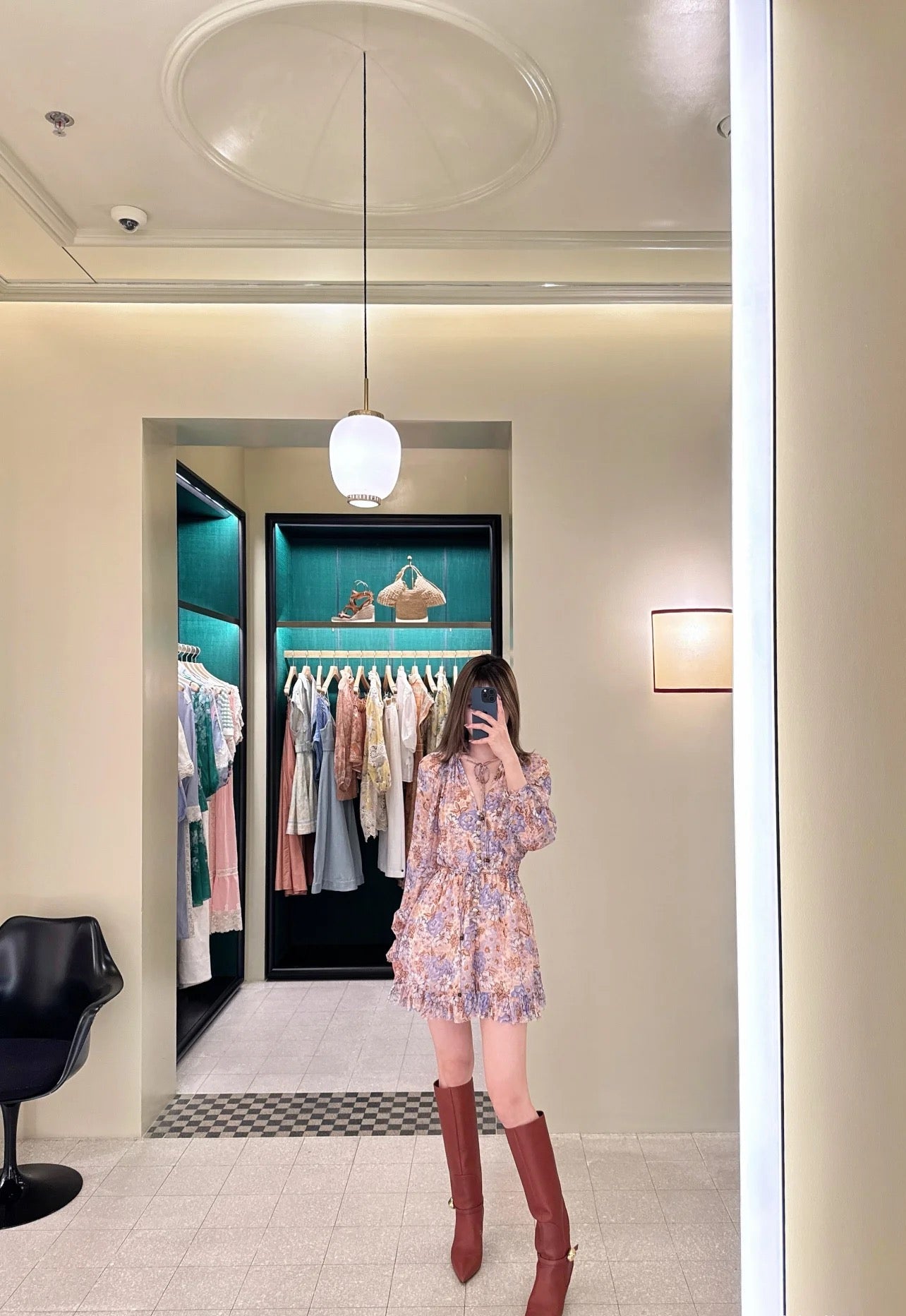 Zim* 25ss floral pattern silk jumpsuit