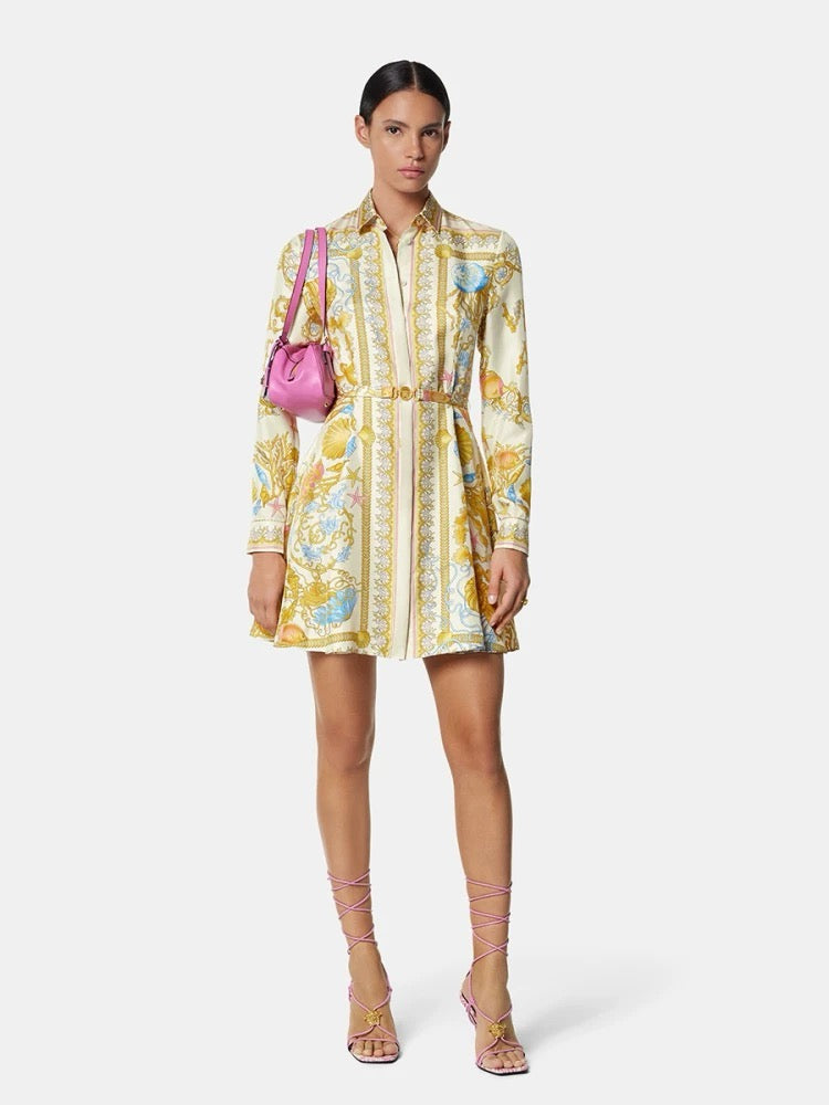 Versa* 25ss Barocco Silk Midi Shirt Dress