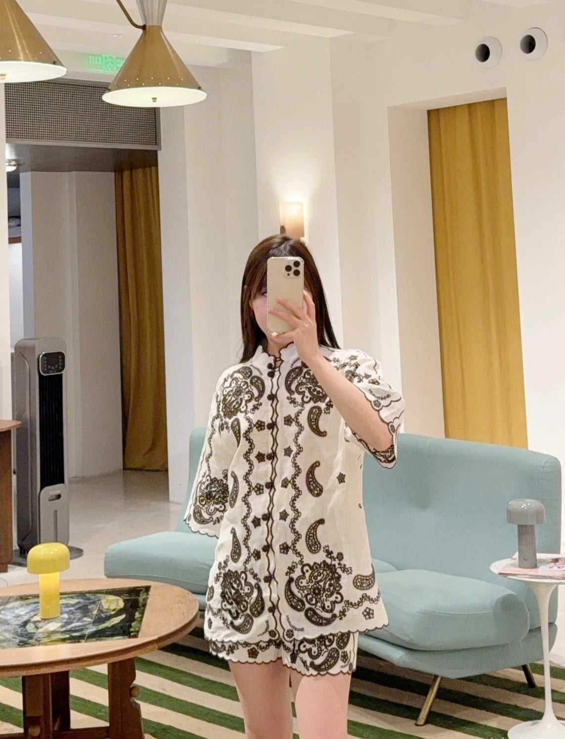 Zim* 25ss floral embroidered shirt and shorts set